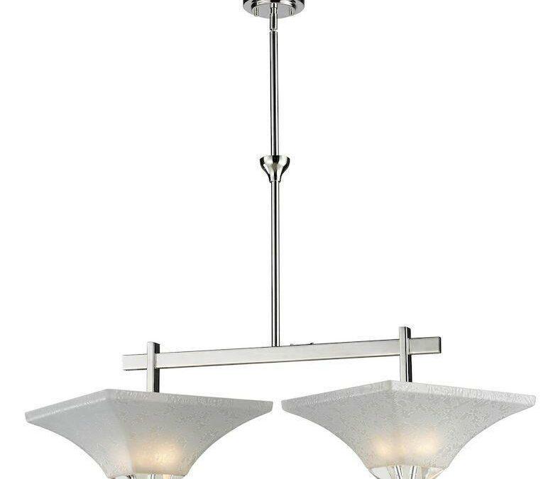 Z-Lite Lighting 319-2 Pershing Collection Two Light Hanging Island Billiard Chandelier in Polished Nickel Finish