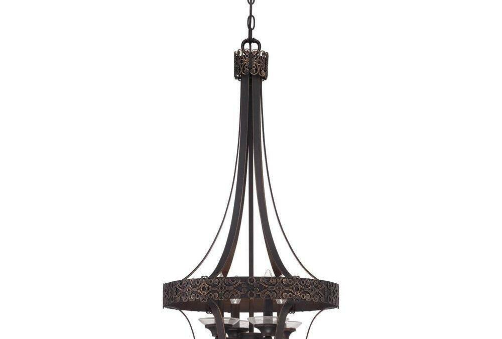 Craftmade Lighting 36334 ABZG Amsden Collection Four Light Pendant Chandelier in Aged Bronze with Gold Finish
