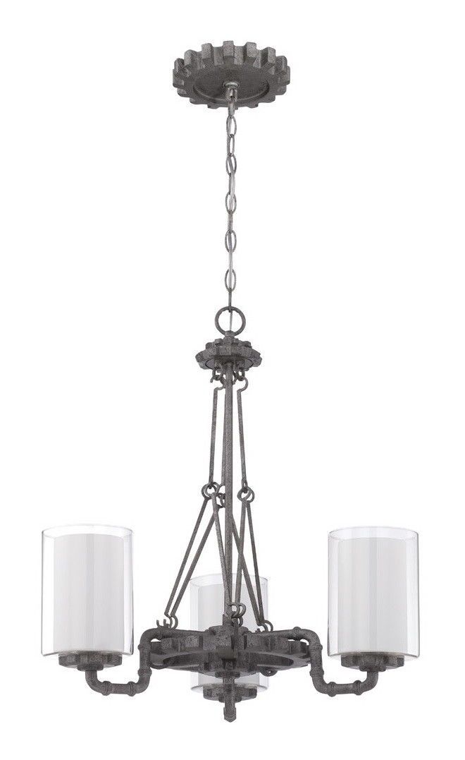 Craftmade Lighting 38623 AGV Prime Collection Three Light Hanging Chandelier in Aged Galvanized Finish