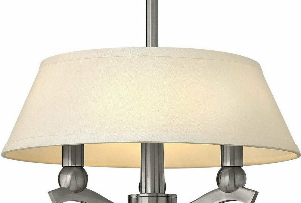 Hinkley Lighting 4611BN Whitney Collection Three Light Convertible Semi Flush or Hanging Pendant Chandelier in Brushed Nickel Finish