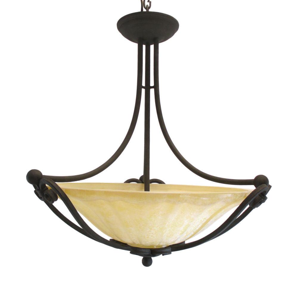 Kalco Lighting 5466 RB Illucio Collection Three Light Chandelier in Rembrandt Bronze Finish