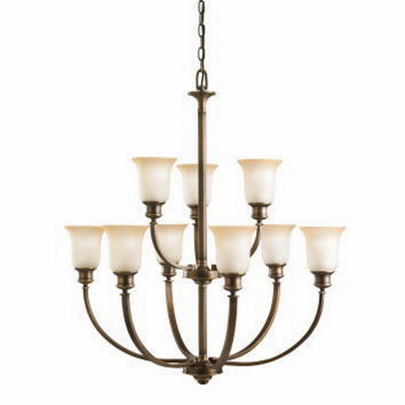 Kichler Lighting 2039 VNB Stanton Park Collection Nine Light Hanging Chandelier in Vintage Natural Brass Finish