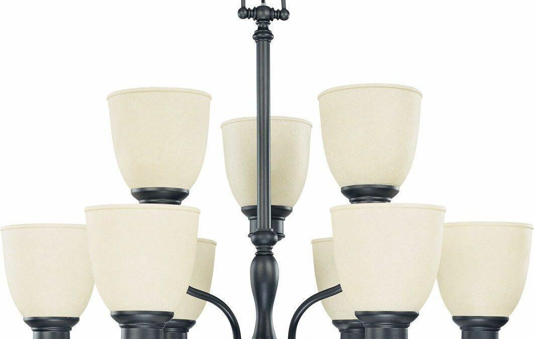 Nuvo Lighting 60-2781 Bella Collection Nine Light Hanging Chandelier in Aged Bronze Finish