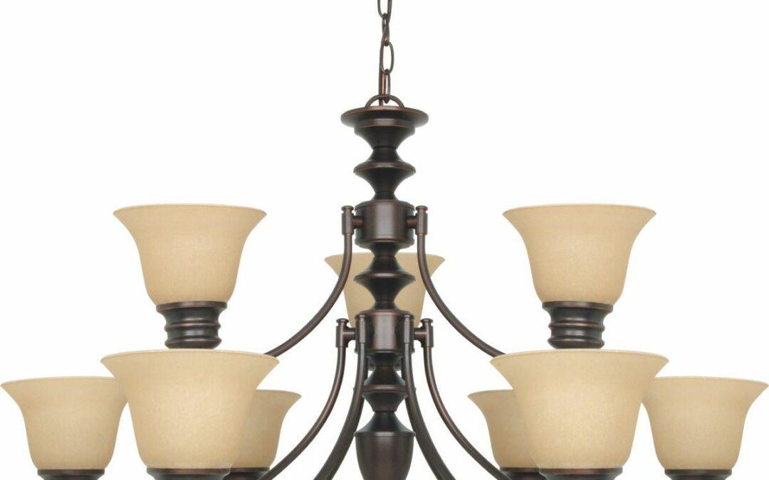 Nuvo Lighting 60-3131 Empire Collection Nine Light Energy Star Efficient GU24 Hanging Chandelier in Mahogany Bronze Finish
