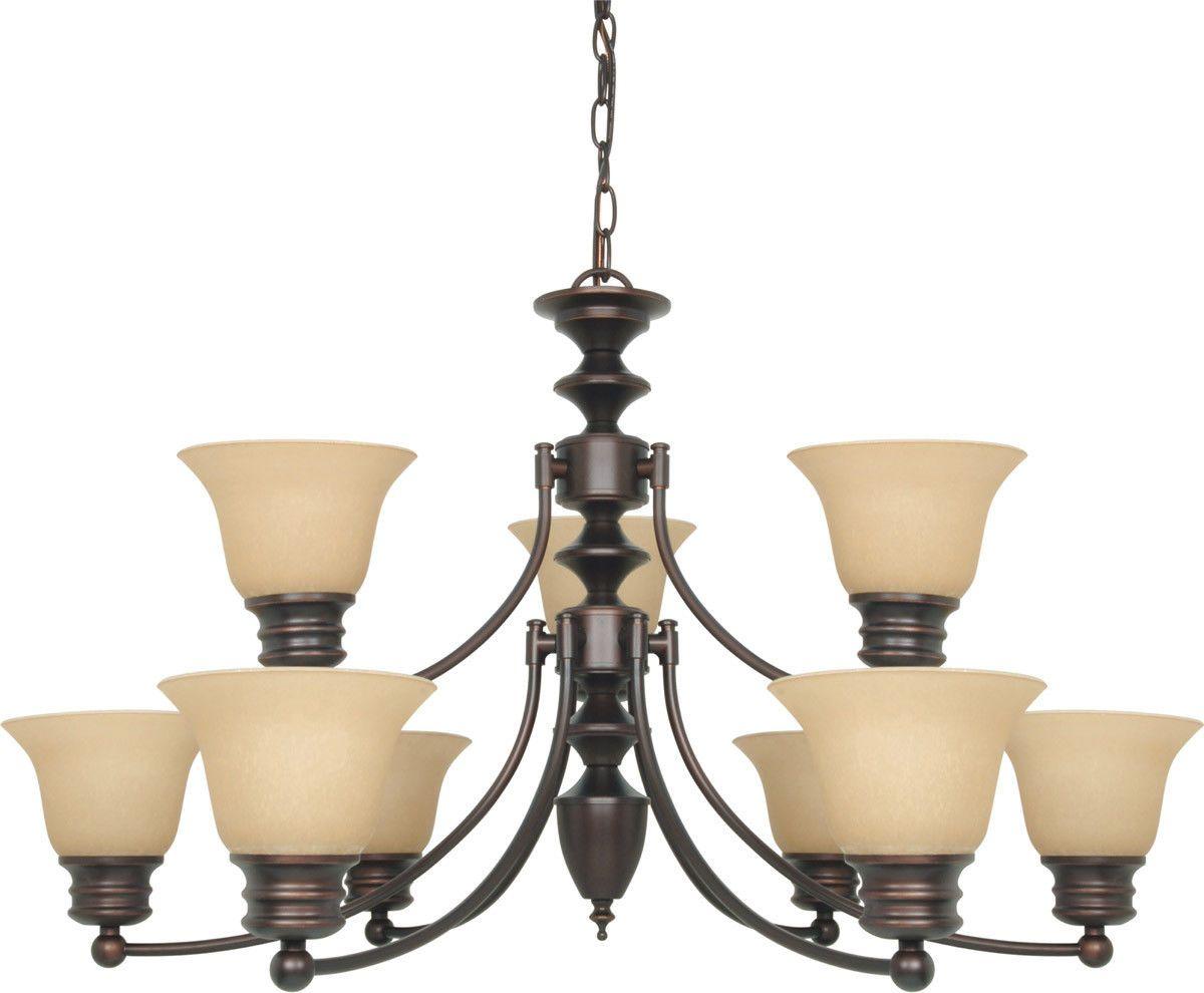 Nuvo Lighting 60-3131 Empire Collection Nine Light Energy Star Efficient GU24 Hanging Chandelier in Mahogany Bronze Finish