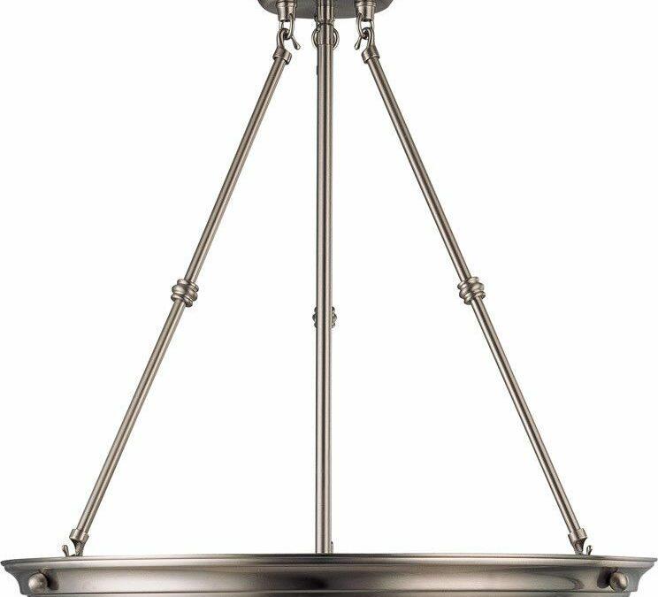 Nuvo Lighting 60-3298 Signature Collection Three Light Energy Star Efficient GU24 Hanging Pendant Chandelier in Brushed Nickel Finish