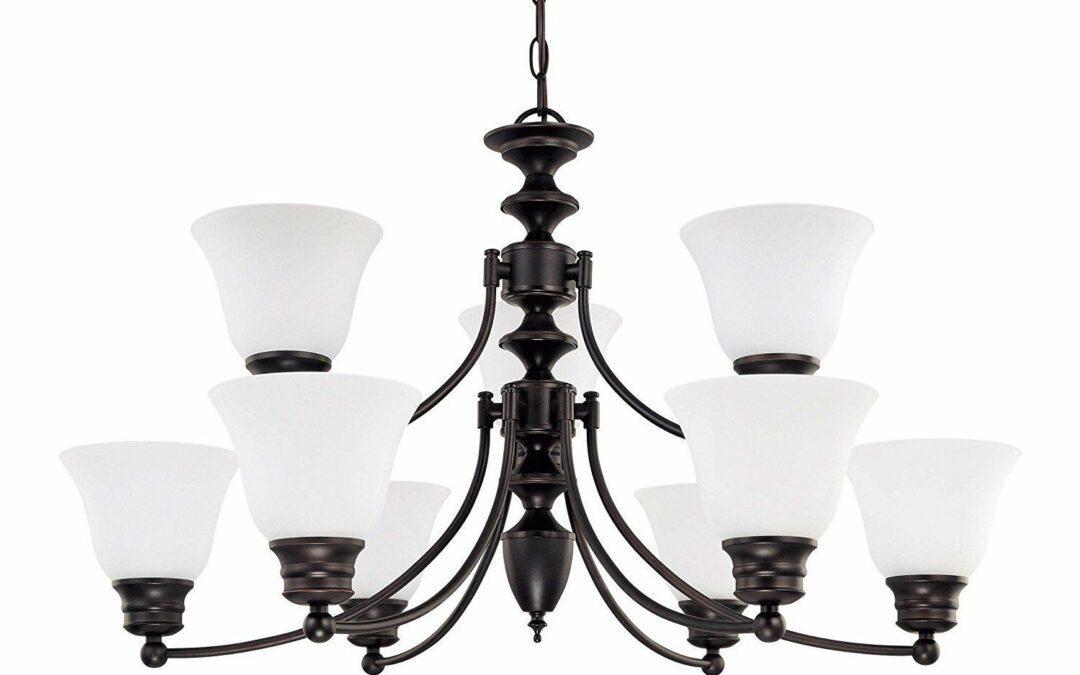 Nuvo Lighting 60-3361 Empire Collection Nine Light Energy Star Efficient GU24 Hanging Chandelier in Mahogany Bronze Finish