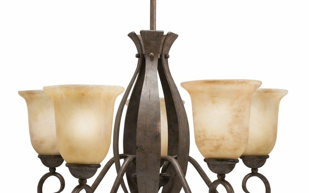 Aztec 34357 by Kichler Lighting Five Light Hanging Chandelier in Aged Bronze Iron Finish