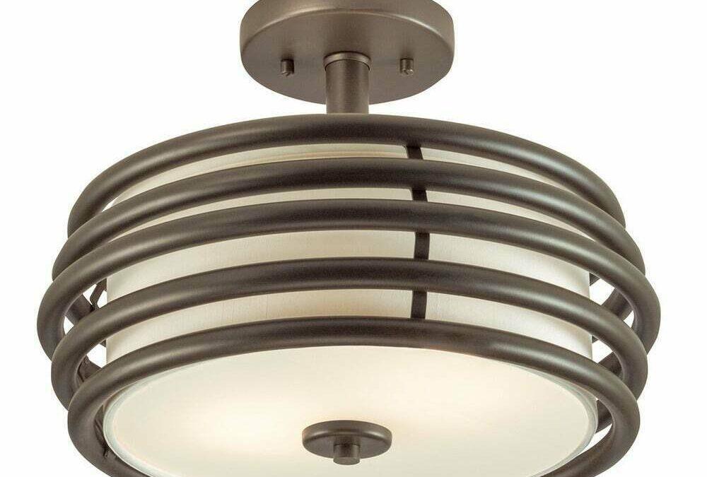 Kichler Lighting 38192 Two Light Semi Flush Ceiling Fixture in Olde Bronze Finish