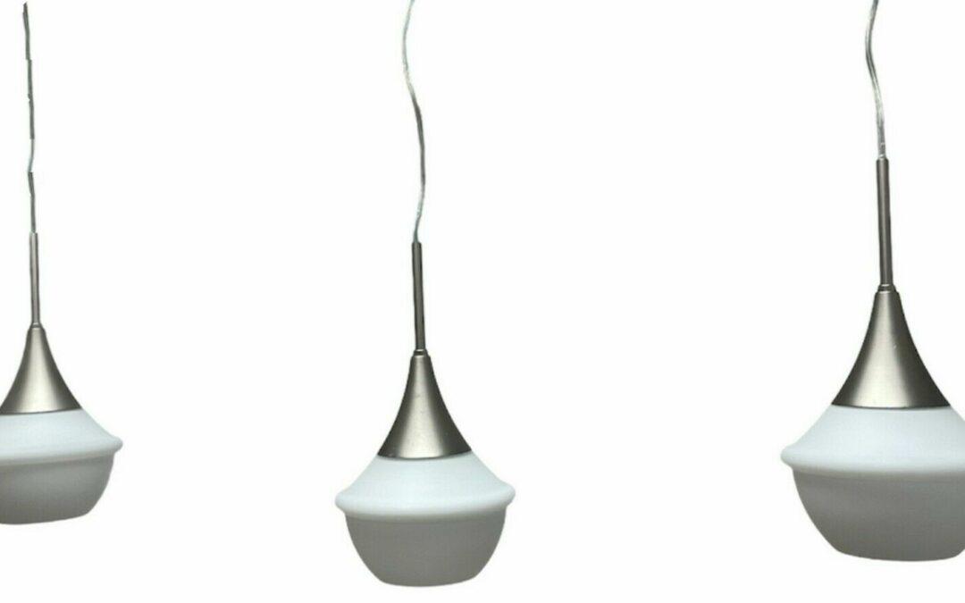 CE HD(3)38915-CAT HTR002WH-DF TC111-06 Three Light LED LED Island Pendant Light in Brushed Steel Finish and White Track
