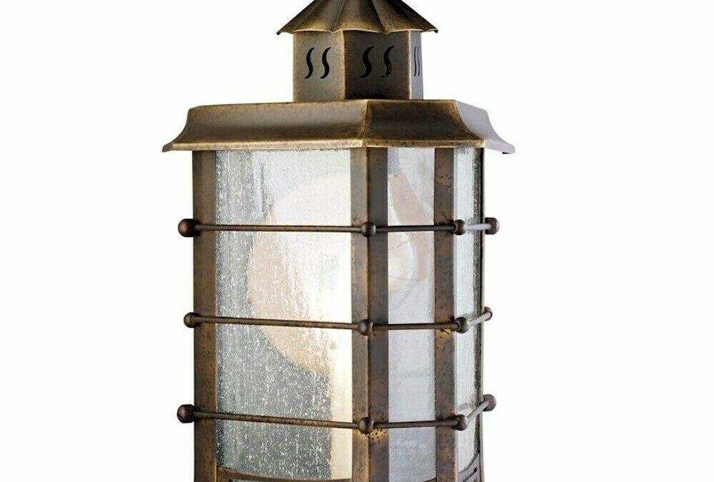 Aztec 39347 By Kichler Lighting Two Light Outdoor Wall Lantern in Distressed Solid Brass Finish