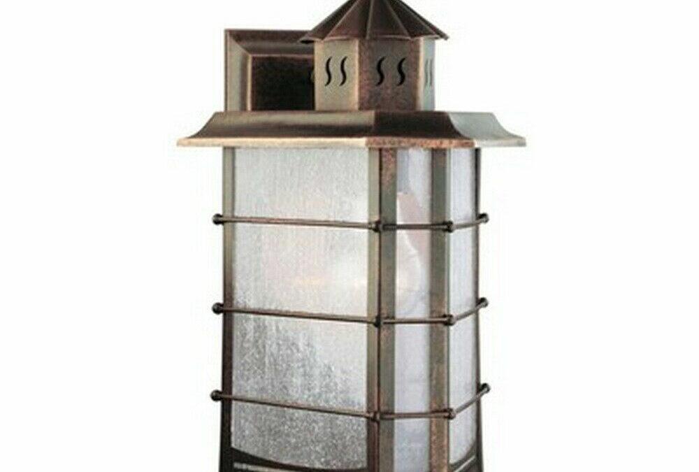 Aztec 39346 By Kichler Lighting One Light Outdoor Wall Lantern in Distressed Solid Brass Finish
