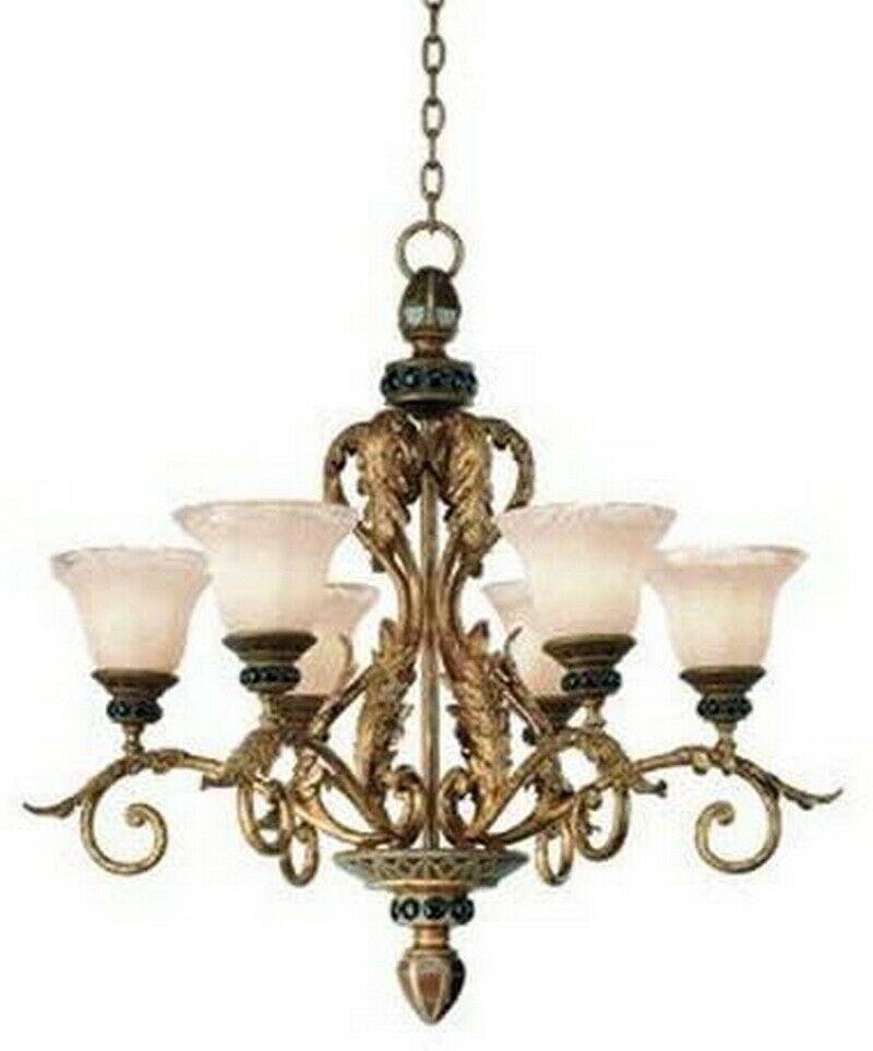 Hinkley Lighting Fredrick Ramond FR49130 FGO St Tropez Collection Six Light Hanging Chandelier in French Gold Finish