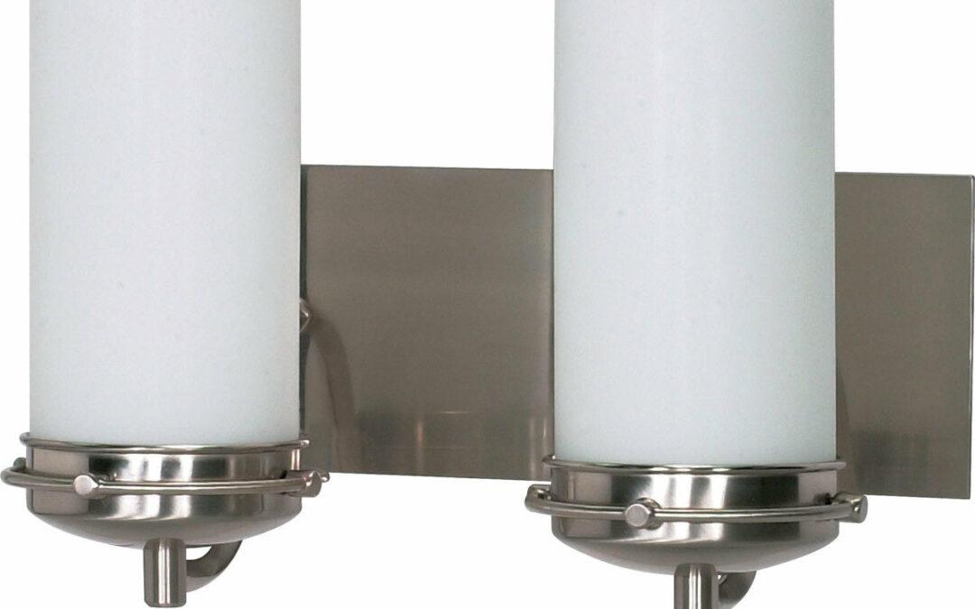 Nuvo Lighting 60-495 Polaris Collection Two Light Energy Star Efficient GU24 Bath Vanity Wall Sconce in Brushed Nickel Finish