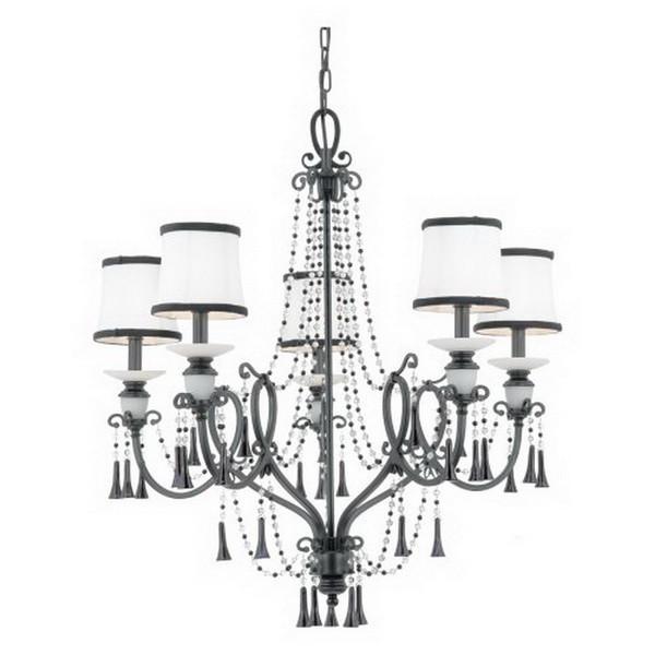 Quoizel Lighting MK5005 K Mackenzie Collection Five Light Hanging Chandelier in Mystic Black Finish