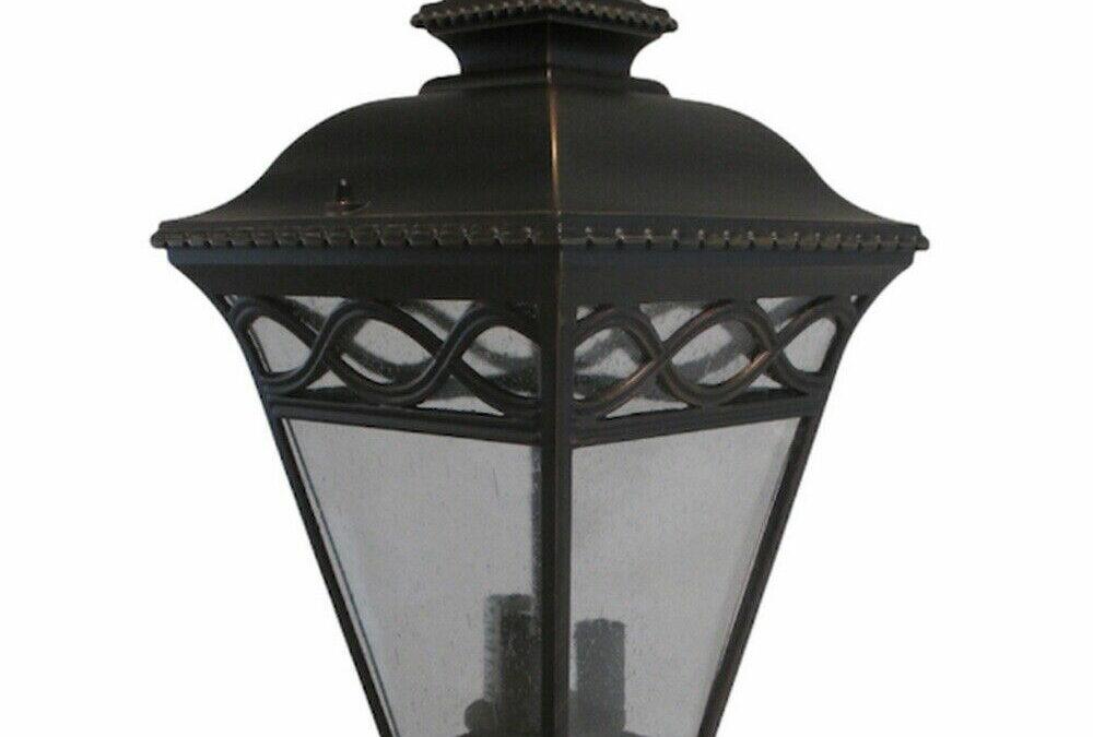 Trans Globe Lighting 50517 BRB Three Light Exterior Outdoor Hanging Pendant Lantern in Burnished Bronze Finish