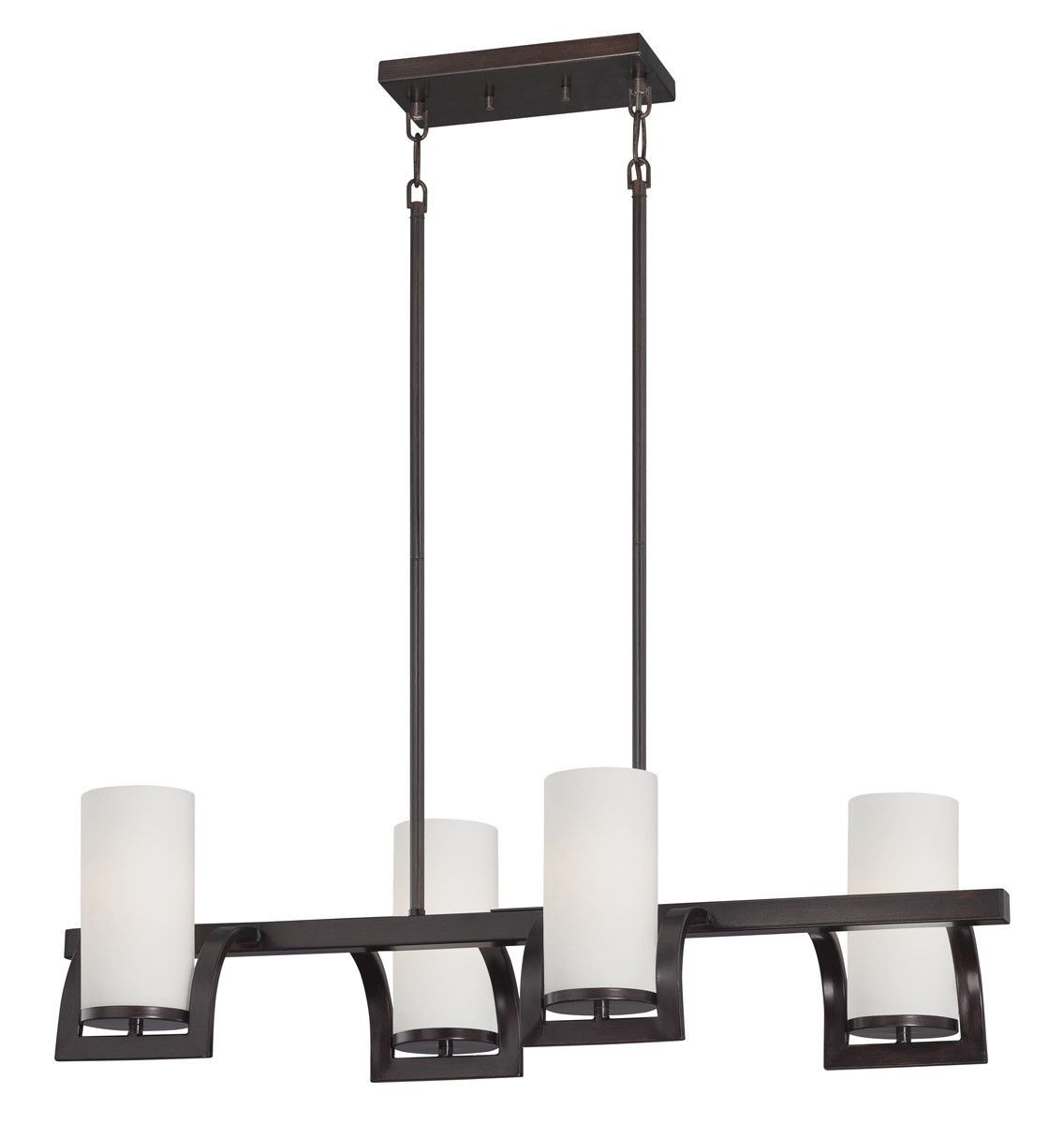 Nuvo Lighting 60-5234 Daytona Collection Four Light Hanging Linear Pendant Chandelier in Russet Bronze Finish