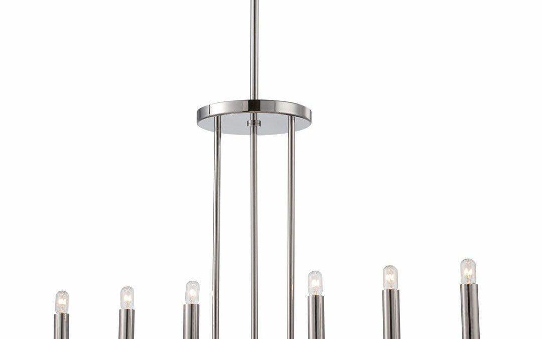 Nuvo Lighting 60-5342 Telegraph Collection Seven Light Hanging Linear Pendant Chandelier in Polished Nickel Finish