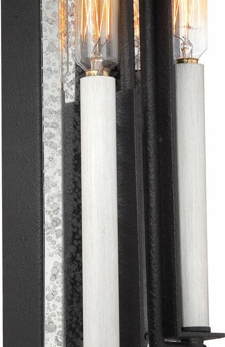 Nuvo Lighting 60-5386 Zanzibar Collection Two Light Wall Sconce in Textured Black and Antique Nickel Finish