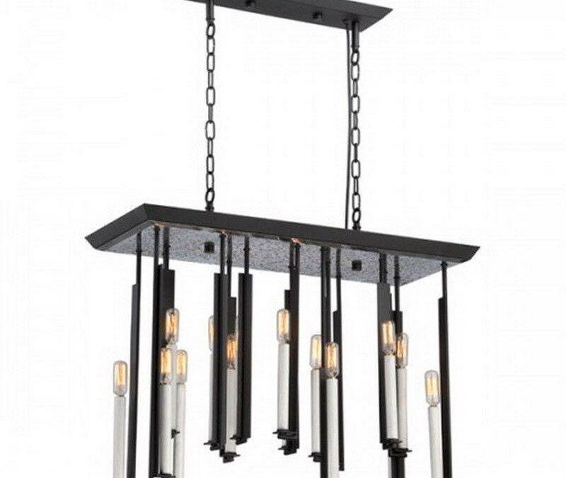 Nuvo Lighting 60-5388 Zanzibar Collection Sixteen Light Hanging Pendant Chandelier in Textured Black and Antique Nickel Finish