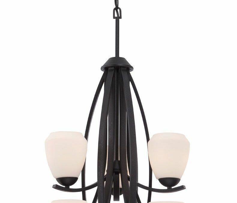 Nuvo Lighting 60-5469 Bali Collection Nine Light Hanging Chandelier in Textured Black Finish