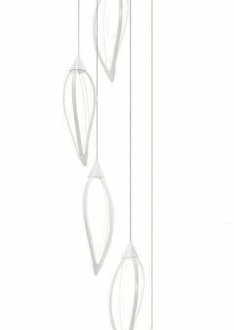 Elan by Kichler Lighting 83362 Meridian Collection LED Hanging Five Light Pendant Chandelier in White Finish
