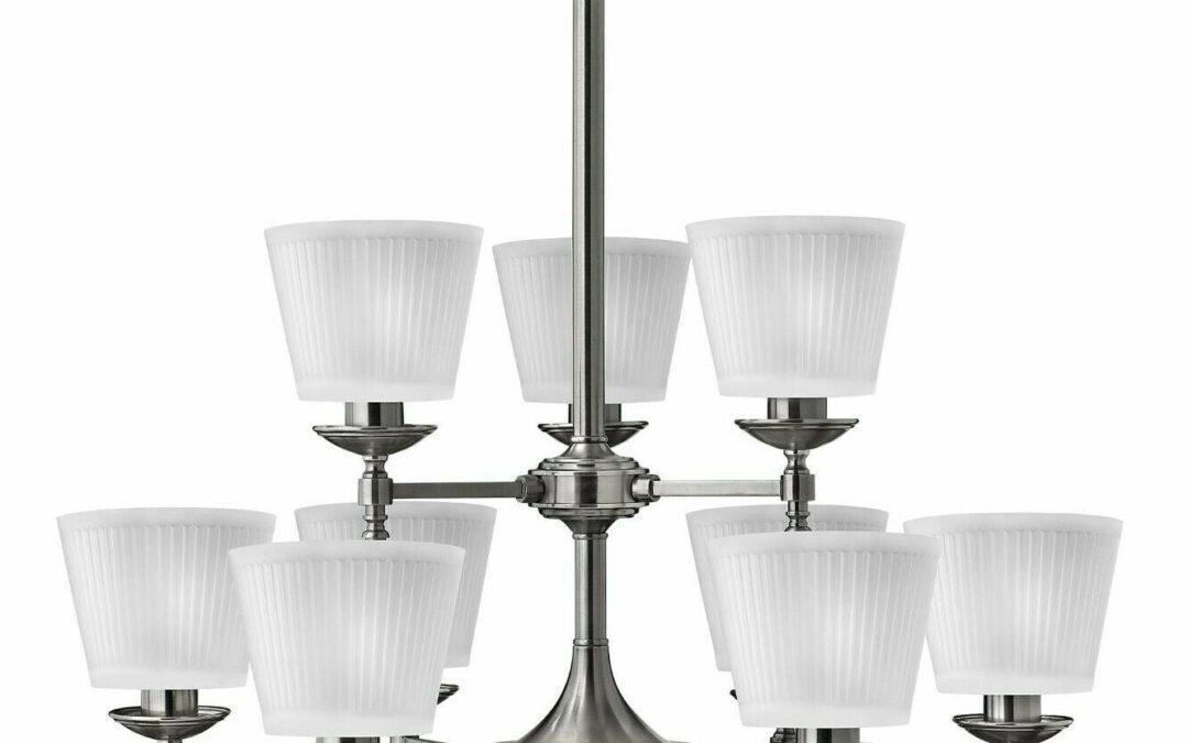 Hinkley Lighting 4198PL Up-Town Collection Nine Light Hanging Chandelier in Polished Antique Nickel Finish