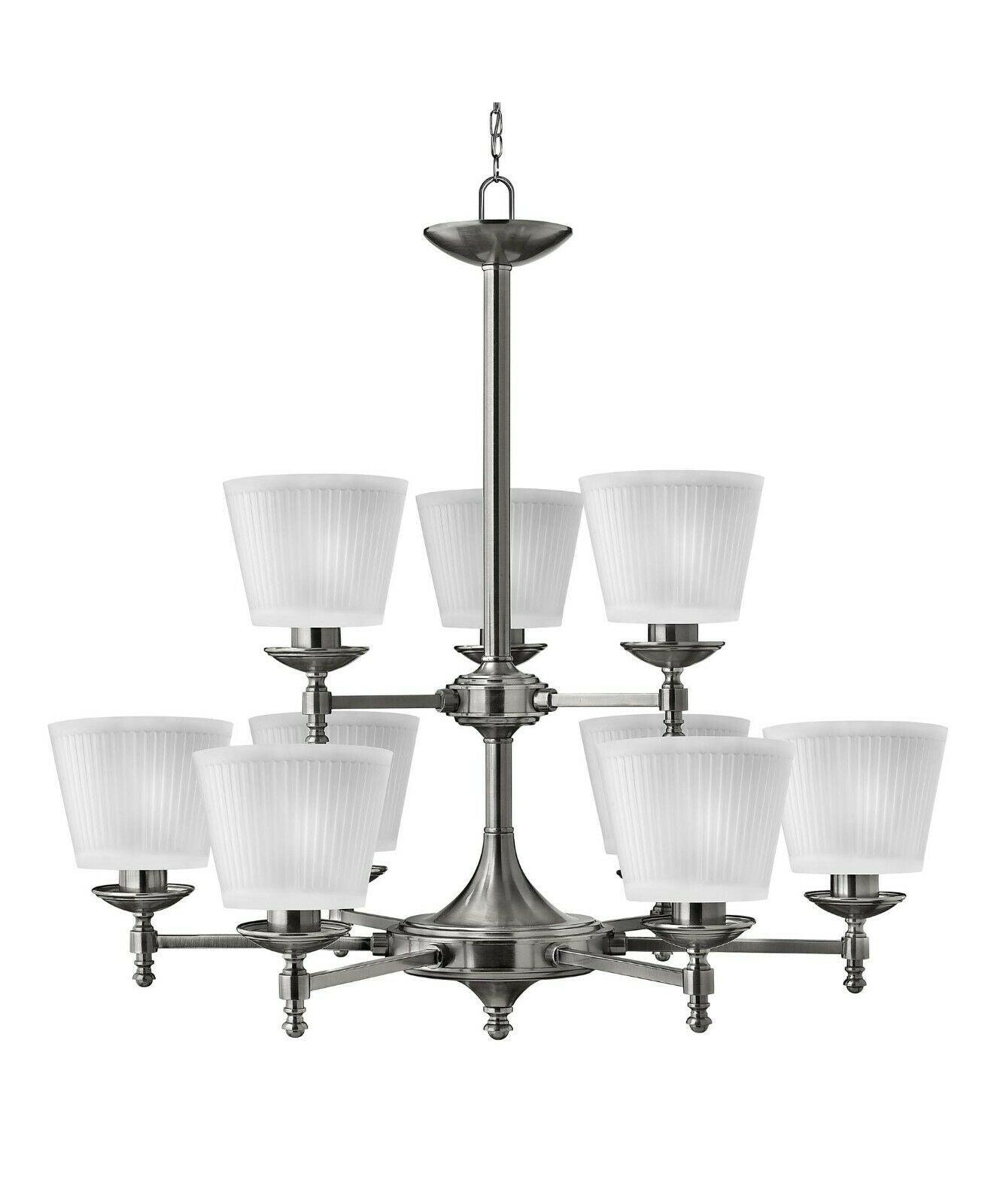 Hinkley Lighting 4198PL Up-Town Collection Nine Light Hanging Chandelier in Polished Antique Nickel Finish