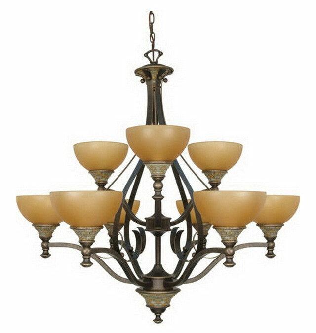 Nuvo Lighting 60-1091 Rockport Tuscano Nine Light Chandelier in Dorado Bronze Finish