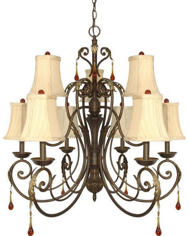 Nuvo Lighting 60-1142 Cortina Collection Nine Light Chandelier in Dune Gold Finish