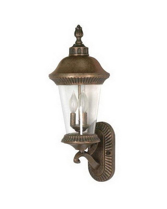 Nuvo Lighting 60-965 Clarion Collection Three Light Exterior Outdoor Wall Lantern in Platinum Gold Finish