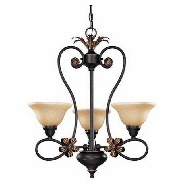 Nuvo Lighting 60-1621 Francesca Collection Three Light Chandelier in Rustic Bronze Finish