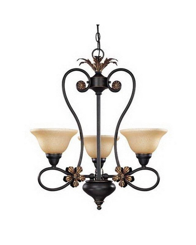 Nuvo Lighting 60-1621 Francesca Collection Three Light Chandelier in Rustic Bronze Finish