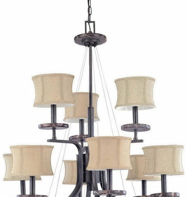 Nuvo Lighting 60-1443 Madison Collection Nine Light Chandelier in Ledgestone Finish
