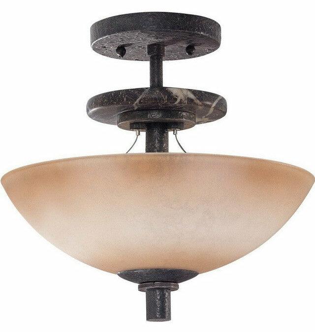 Nuvo Lighting 60-1445 Madison Collection Three Light Semi Flush Ceiling Fixture in Ledgestone Finish