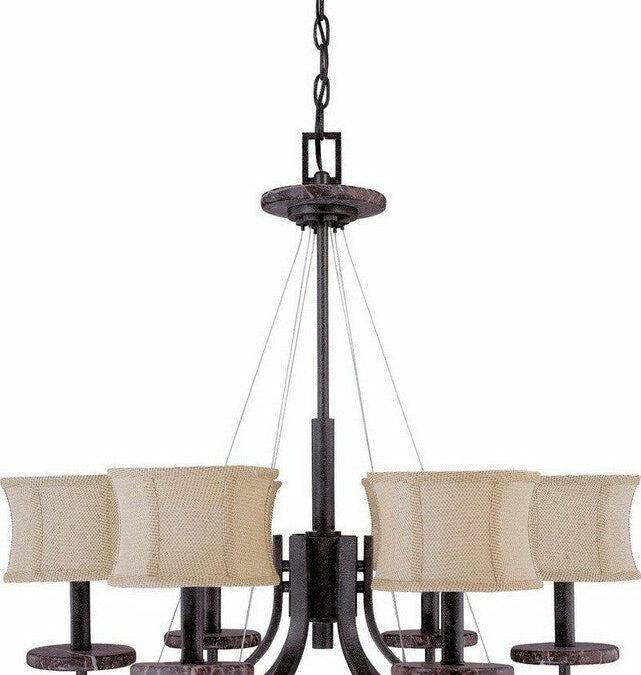 Nuvo Lighting 60-1442 Madison Collection Six Light Chandelier in Ledgestone Finish