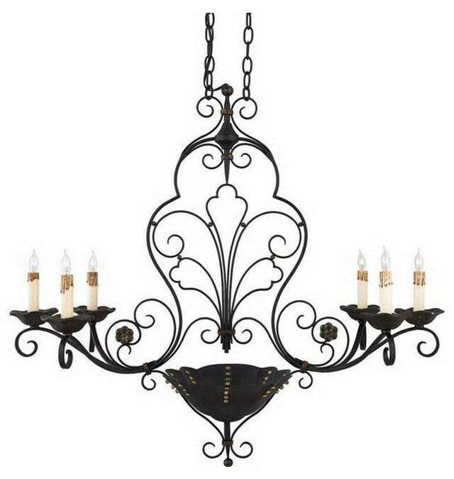 Quoizel Lighting RVG636 SM Six Light Island Chandelier in Serengeti Black and Mayan Gold Finish