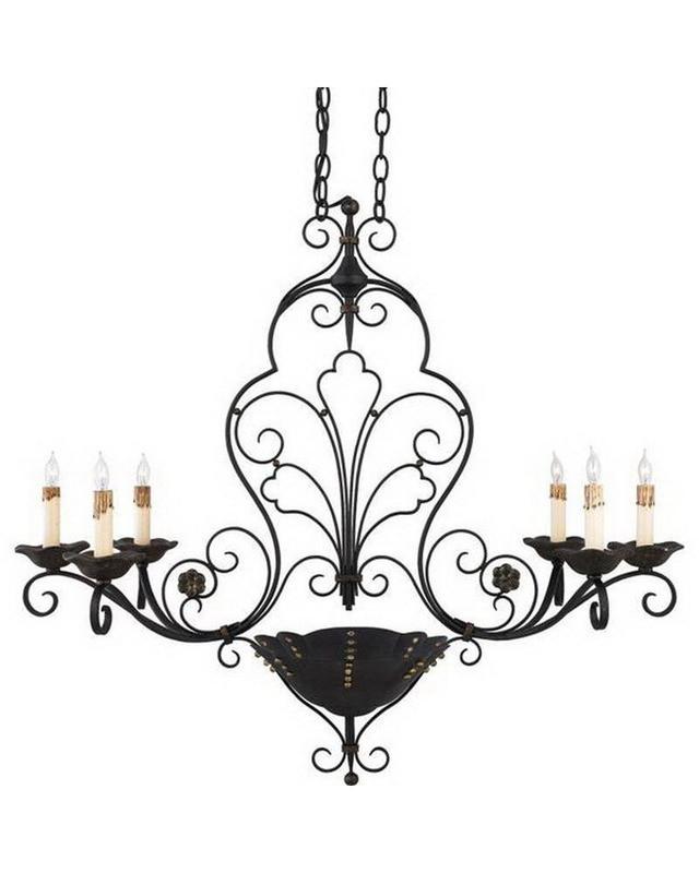 Quoizel Lighting RVG636 SM Six Light Island Chandelier in Serengeti Black and Mayan Gold Finish