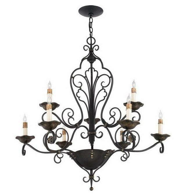 Quoizel Lighting RVG5009 SM Nine Light Chandelier in Serengeti Black and Mayan Gold Leaf Finish