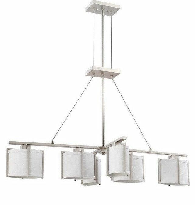 Nuvo Lighting 60-4351 Portia Collection Six Light Energy Star Efficient Fluorescent GU24 Island Chandelier in Brushed Nickel Finish
