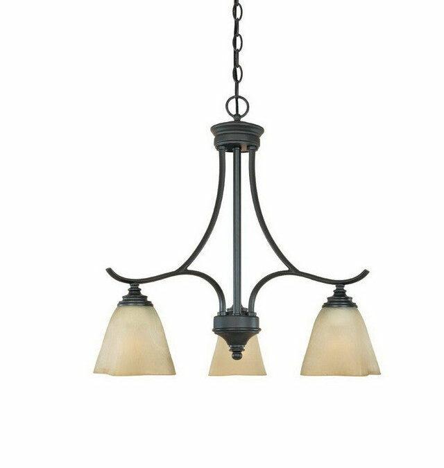 Designers Fountain Lighting 81983 BNB Bella Vista Collection Three Light Hanging Chandelier in Burnished Bronze Finish