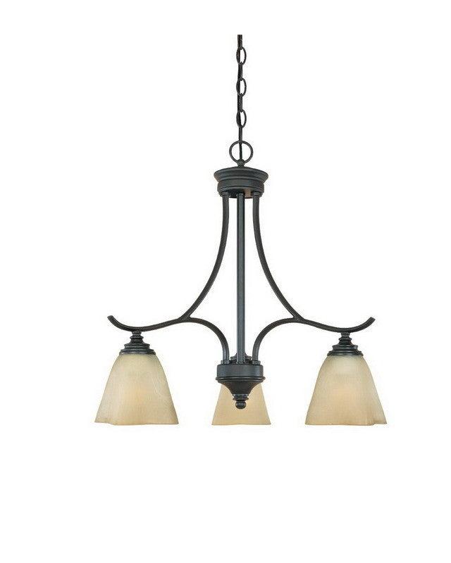 Designers Fountain Lighting 81983 BNB Bella Vista Collection Three Light Hanging Chandelier in Burnished Bronze Finish