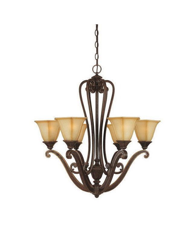 Designers Fountain Lighting 81186 IW Olympia Collection Six Light Hanging Chandelier in Imperial Walnut Finish