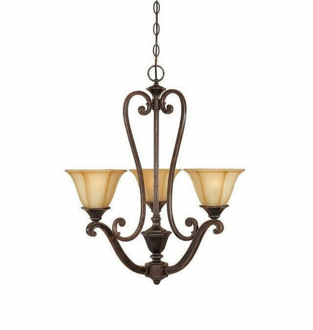 Designers Fountain Lighting 81183 IW Olympia Collection Three Light Hanging Chandelier in Imperial Walnut Finish