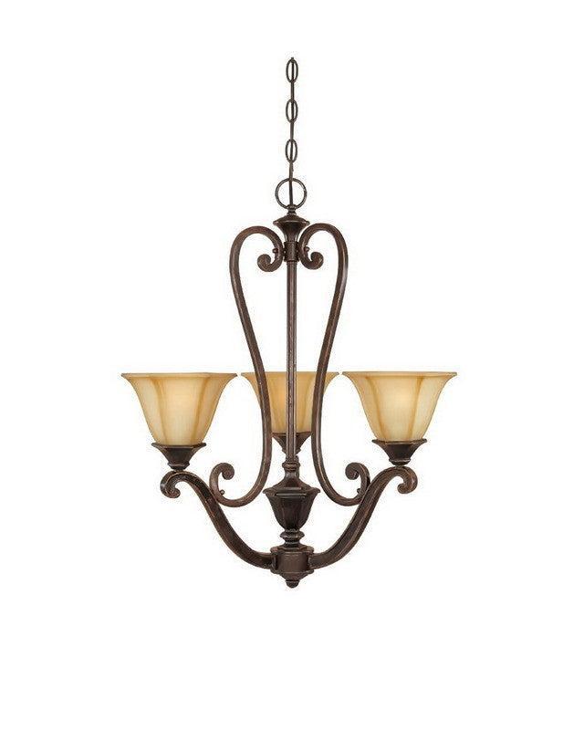 Designers Fountain Lighting 81183 IW Olympia Collection Three Light Hanging Chandelier in Imperial Walnut Finish