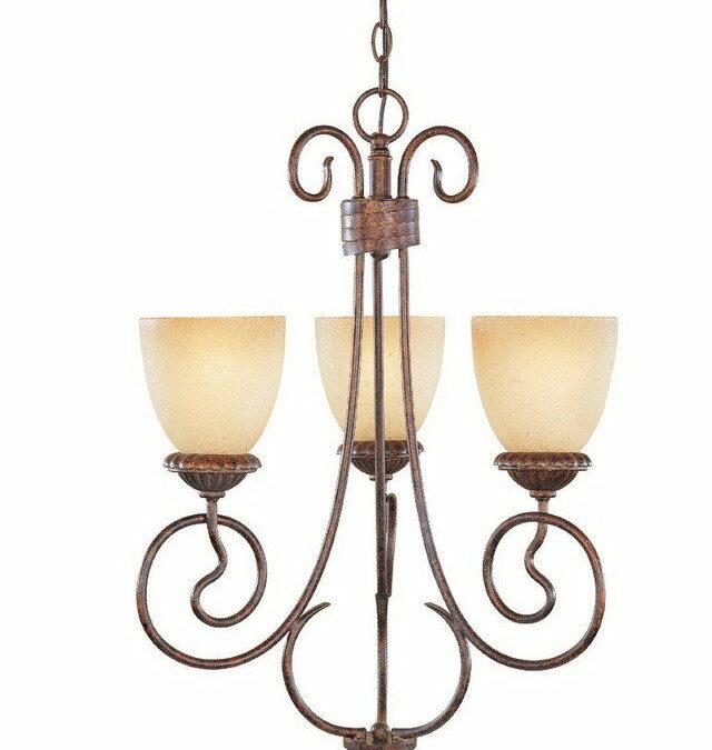 Designers Fountain Lighting 99383 AUB Belaire Collection Three Light Hanging Chandelier in Aged Umber Bronze Finish