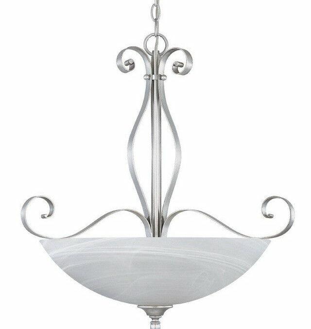 Designers Fountain Lighting 82831 MTP Del Amo Collection Three Light Hanging Pendant Chandelier in Matte Pewter Finish