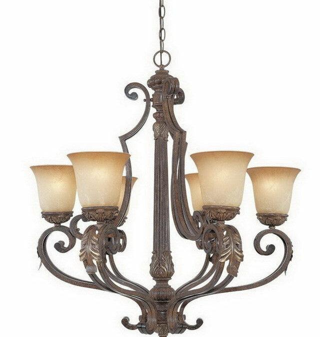 Designers Fountain Lighting 97686 VBG Grand Palais Collection Six Light Hanging Chandelier in Venetian Bronze and Gold Finish