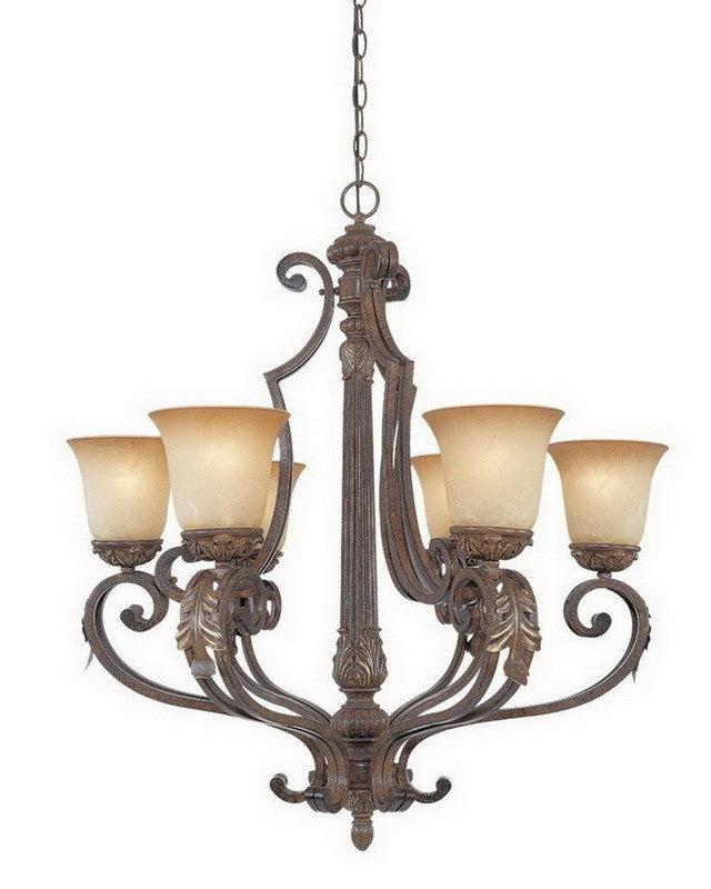 Designers Fountain Lighting 97686 VBG Grand Palais Collection Six Light Hanging Chandelier in Venetian Bronze and Gold Finish