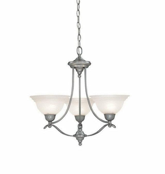 Designers Fountain Lighting 5693 PW Palladium Collection Three Light Hanging Chandeiler in Pewter Finish